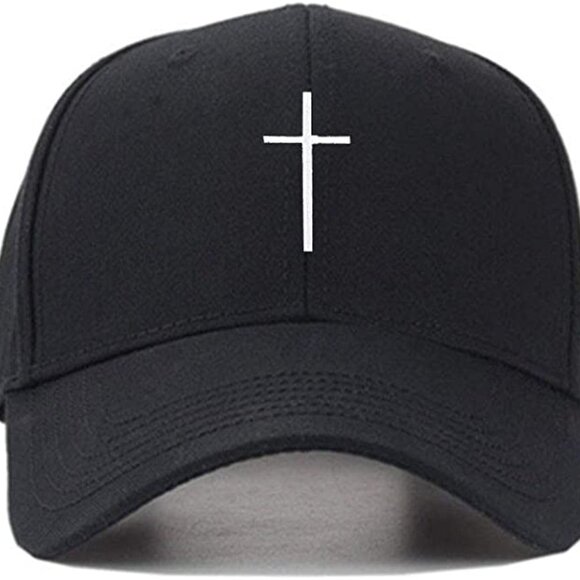 Other - Cross Embroidered Christian Black Baseball Cap, Adjustable Hat, Mens, Womans